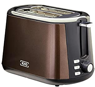 KHG Toaster TO-806(MMS) | Toaster 2 Scheiben Braun 850 W | mit Brötchenaufsatz, 7 Röstgradstufen mit Bräunungsgradkontrolle, Krümelfach, Auftau- und Aufwärmfunktion
