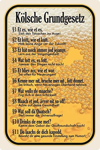 Metall Schild 20x30cm Kölsche Grundgesetz Köln Sprüche Spruch Blechschild