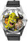 Runde Armbanduhr aus schwarzem Leder fur Ogre-Fans.
