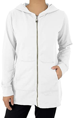 JOPHY & CO. Felpa Donna Lungo con Cappuccio, Cerniera e Tasche (cod. 9047) (M, Bianco)