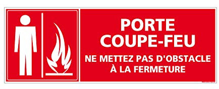 Signalétique.biz - Panneau Porte Coupe-Feu - Ne Mettez Pas d'Obstacle à la Fermeture - 210 x 75 mm - Adhésif
