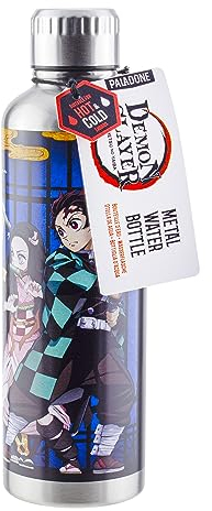 Demon Slayer Metall-Wasserflasche - Offiziell lizenziertes Premium-Edelstahl-Getränkebehälter, auslaufsicherer Deckel, Geschenk für Anime-Fans, 500 ml (16 fl oz)