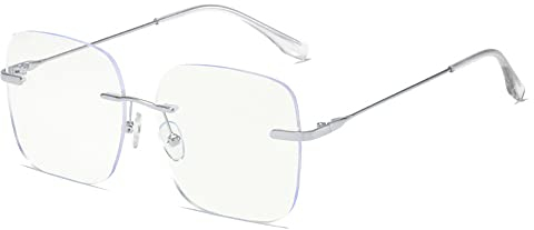 Rongchy Fashion Randless Blue Light Blocking Glasses for Men Women TV Phone Computer Gaming Eyeglasses (silber)
