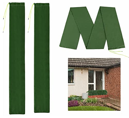 HYLOOD 3Pcs Lange Leinwand Sandsäcke Hochwasser Barriere Sandsäcke mit Bindung Gummiband Verdickt Wiederverwendbar Rohr Sand Damm Taschen für regnerische Hurrikane Tür Fenster Hochwasserschutz Grün,