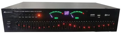 YOXIG EQ-666BT 40-Band Stereo Lossless Bluetooth Equalizer Audio Digital Effects Controller, Hi-Fi Home EQ Tuning, High/Mid/Bass Adjustment, Support Card/U Disk/FM Radio, Black