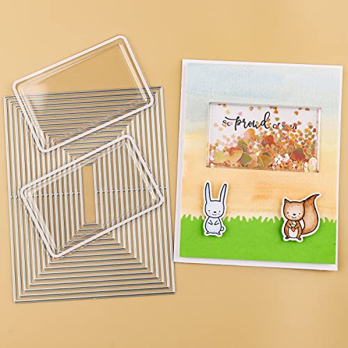 27 Stück/Set10 Stück3D-dimensionale Shaker Kuppeln mit 17 Stück/Set rechteckige Metallschablonen transparenter Kunststoff dimensionale Kuppeln für Shaker, Kartenherstellung, handgefertigtes Basteln