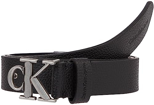 Calvin Klein Jeans Damen Gürtel 2,5 cm Ledergürtel, Schwarz (Black), 75