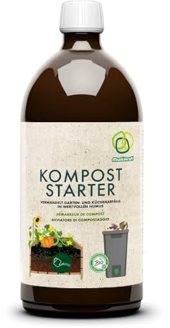 Multikraft Kompost Starter - Natürlicher Bodenhilfsstoff für schnelle Kompostierung von Garten- & Küchenabfällen - reduziert Oxidation & Fäulnis - fördert wertvollen Humus, 1 Liter