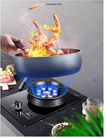 CHALKE Cuisinière À Gaz Comptoir Cuisinière 5.2KW Wok À 9 Cavités avec Fonction De Minuterie, Cuisinière À Gaz Convertible NG/LPG, Verre Trempé Noir, Cuisinière Indépendante Camping (Size : LPG)