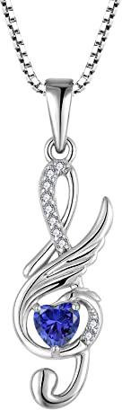 Starnny Damen Silber 925 Musik Phönix Anhänger Halskette 3A Zirkonia Dezember Geburtsstein Tansanit Kette Schmuck Geschenke für Damen