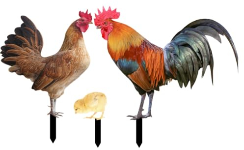 Yardwe 3Er Set Gartenstecker Hahn & Hennes - Gartendeko Huhn FüR Garten, Hof Und Rasen, Langlebige AußEndekoration