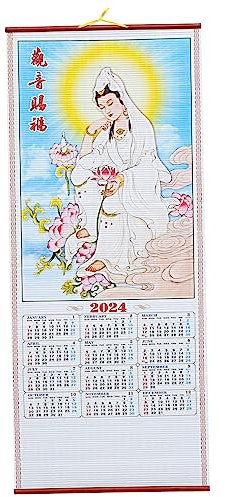 NUOBESTY Traditioneller Chinesischer Wandkalender im Mondkalender Stil aus Papier mit Festlicher Drachenjahr Atmosphäre für Zuhause und Büro