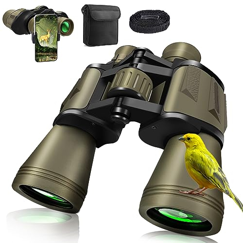 Fernglas 20x50, Erwachsene Fernglas professionell mit FMC-Objektiv, Fernglas mit Smartphone-Adapter, HD-Fernglas für Vogelbeobachtung Reisen Jagd Konzert Sport im Freien