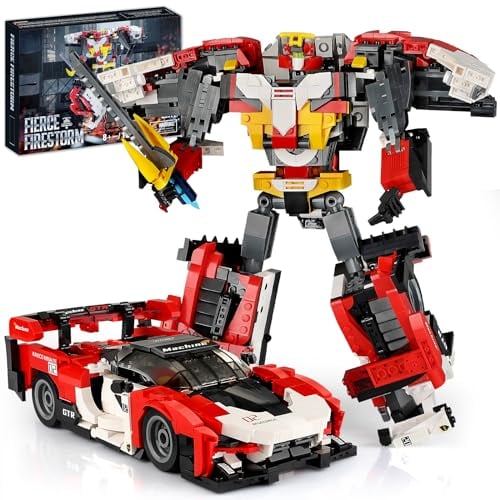 VEPOWER Technic 2in1 Transformers Roboter & Auto-Modellbausatz, Auto Roboter Bausteine Spielzeug für Kinder, Pädagogisches Geschenk für Jungen und Mädchen ab 8 9 10 12 Jahren (1208 Stück)