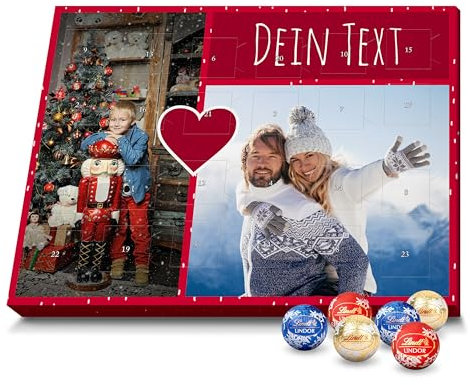 PhotoFancy® - Lindt LINDOR Adventskalender mit Bild bedrucken - Foto-Adventskalender selbst gestalten - Design Schneefall Collage