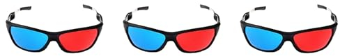 # 3X Rot Blau/Cyan Anaglyph Einfache 3D-Brille 3D-Spiel (Extra Upgrade) (Black, One Size)