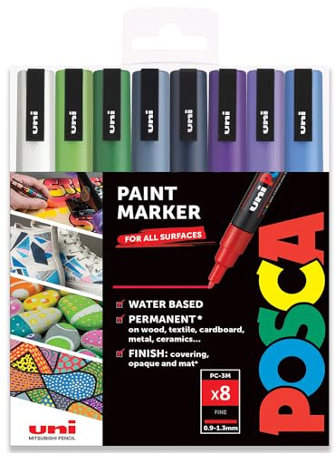 Posca - PC-3M - Paint Marker Art Pens - 0,9-1,3mm - Wintertöne 8er Set in Geschenktasche
