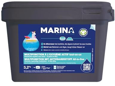 MARINA Multifunktion mit Aktivsauerstoff, Desinfektion ohne Chlor Pool, Multifunktionstablette Pool