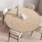 Chickwin Mantel Redondo Antimanchas con Bordes Elástica, Mantel de Mesa Redondo Exterior Patrón de Tejido de Yute 3D Cubierta de Mesas Lavable para Jardín, Cocina y Picnic (90cm,Estilo B)