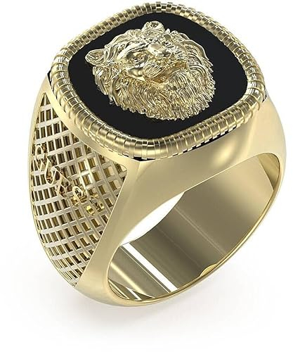 Guess Herren-Ring aus der Kollektion Lion King. Der Ring hat ein Symbol des Löwen und misst 22 trendy, Artikelnr.: JUMR04003JWYGBK, Hypoallergener Stahl