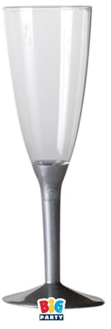 Big Party Copas flauta Crystal para Cava con base plateada, 130 cc, fiesta o evento