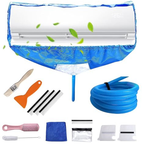 Cubierta de Limpieza de Aire Acondicionado, Limpieza Aire Acondicionado Split Kit Limpieza Aire Acondicionado con Tubo de Drenaje Adecuado para Aires Acondicionados de 9-18K