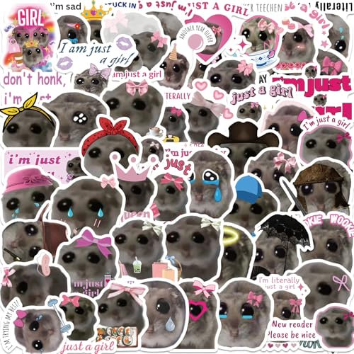 Hamster MeMe Aufkleber 56 Stück Wasserdicht Niedliche Cartoon Tier Aufkleber für Laptop Gepäck Auto Telefon Scrapbook Motorrad Fahrrad Koffer,Vinyl Funny Sad Hamster Sticker für Kinder Erwachsene