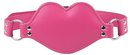 Kutocesy Mordaza Bucal con Consolador de Silicona, Cuero Ajustable, Forma de Labio Rosa, Correa de Ballgag, Juego de Bondage SM Bloqueable, Juguete Sexual Erótico para Adultos
