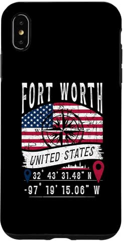 Hülle für iPhone XS Max Fort Worth USA-Flagge GPS Koordinaten Fort Worth