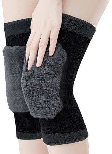 TINAYAUE Men Women Warm Leg Warmers Thicken Stretchy Wool Knee Pads Unisex Windproof Cycling Legwarmers Faux Fur Knee Sleeves Cozy Loose Elderly Thermal Kneepads for Old Cold Legs