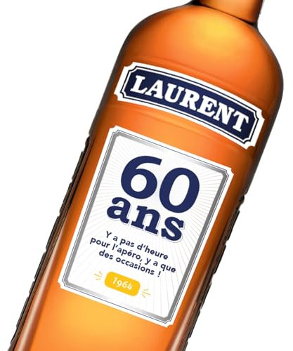 Lot de 4 kits d'étiquettes autocollantes édition anniversaire, personnalisables pour bouteille de Pastis de 75cl et 1 L