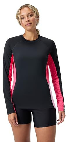 Speedo Women's Uv Swim Shirt Long Sleeve Rashguard Rash Guard, Hydraline Raspberry Fill, Small