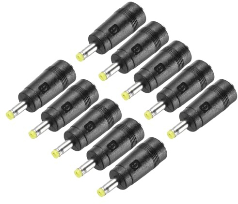 QUARKZMAN 5 Pcs Adaptador De Corriente Continua 5.5x2.1mm A Macho 4x1.7mm | Conector Hembra Recto, Punta Amarilla Con Cable De 1.54 Pulgadas Para Fuente De Alimentación Externa