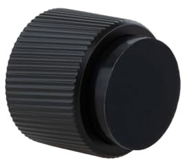 EVI Herrajes | Design Wall Door Stop - Linear Knurling - 28x28 mm - Black Lacquered Steel - Adhesive and Screw Mounting