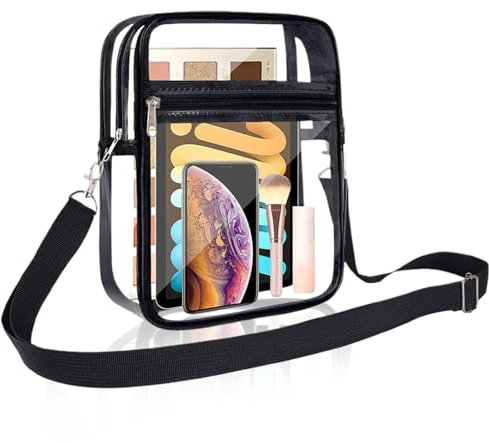 Diffaxy Durchsichtige Tasche, Transparente Umhängetasche mit Verstellbarem Schultergurt, stadionzugelassene durchsichtige Handtasche für Konzerte, Sportveranstaltungen