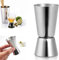 Spirit Measures, 25ml 50ml Cocktail Bar Jigger Steel Measuring Cup Alcohol Gin Jigger Dual Measuring Cup for Kitchen Bar Party(Color:Silver)