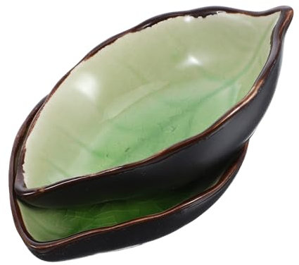 Didiseaon 2pcs Leaf Shaped Ceramic Spoon Holder Utensil Rest for Kitchen Counter Stovetop Cute Design for Spoons Utensils Decor