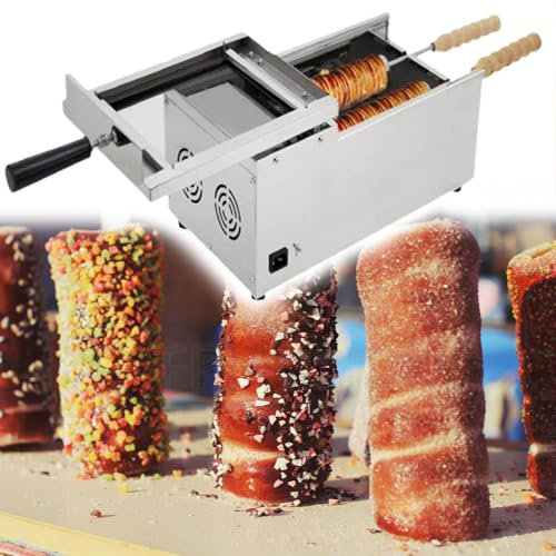 Four électrique à cheminée 1500 W, machine à cake pops hongroise, grill à petits pains, tube chauffant pour four commercial, avec 2 rouleaux, pour restaurants et traiteurs