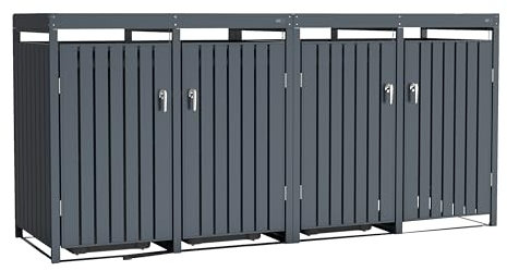 AXI Leon Wheelie Bin Storage planter in anthracite- Bin Storage Wheelie 4 containers- Max. 240L - Bin Sheds, Dust Bin Shed with excellent ventilation