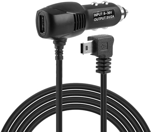Mini USB Dash Cam Charger 12V to 5V, 90° Right Angle In Car Power Lead with 3.5m Wire, 2A Power Supply Charging Cable for Dash Cameras GPS Navigation DVR Charging