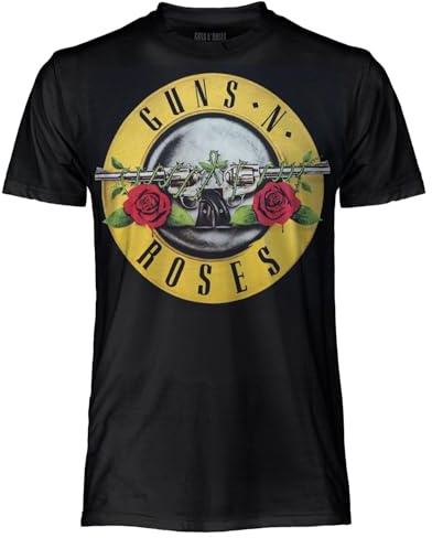 Guns N' Roses, T Shirt Ufficiale Classic Logo. Maglia Unisex in Cotone. Maglietta Rock vestibilità Regular per Adulto e Ragazzo
