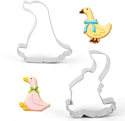 2pcs Goose Cookie Cutters, 4in/10.21cm Silly Goose Cracker Biscuit Sandwich Cutter Mold Dishwasher Safe Baking Dessert Tool for Farm Animal Theme Baby Shower Children Kids Birthday Party Decorations