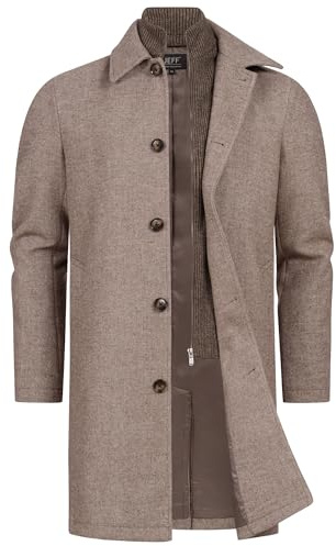 JEFF Herren JFTyler Klassischer Herrenmantel Winterjacke mit Strickeinsatz | Eleganter Herrenmantel im zeitlosem Design, Wintermantel, Businessmantel, Parka, Übergangsmantel, Wollmantel für Männer