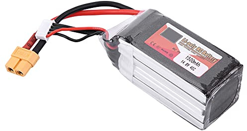 Cufaee LiPo-Akku, 4S 14,8 V, 1500 mAh, 5000 mAh, 5500 mAh, wiederaufladbarer LiPo-Akku mit XT60-Stecker für Heli-Flugzeug-Drohnen-FPV-Rennen (14,8V 1500mAh 45C XT60 Stecker)