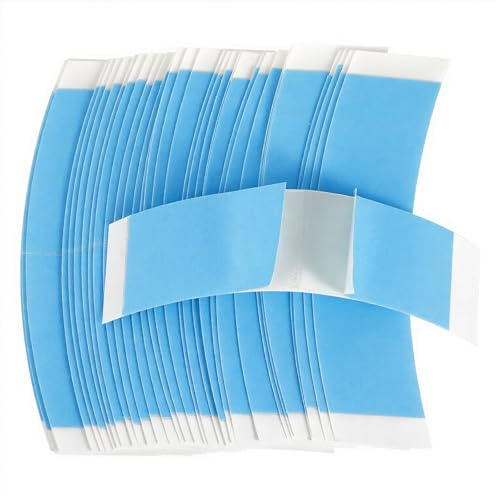 36 Stück Doppelseitiges Klebeband für Perücken, Blau Wig Glue Tape, Perücken Kleber, Tape Kleber Extensions, Extra Stark Unsichtbar Wasserdicht Für Haarteile Toupets Haarverlängerungen (Blau)(1/2)