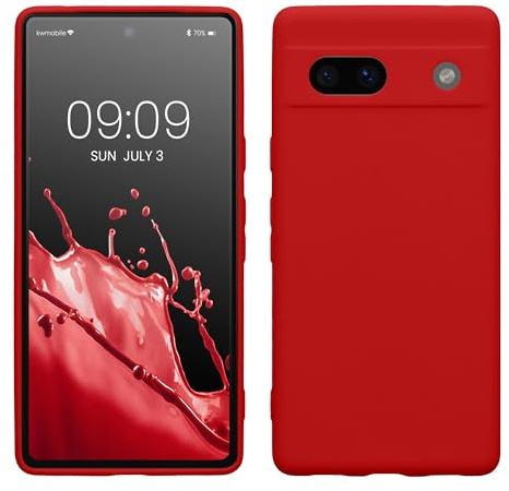 kwmobile Handyhülle für Google Pixel 7a Hülle - weiches Handy Silikon Case - Schutzhülle Cover - Klassisch Rot