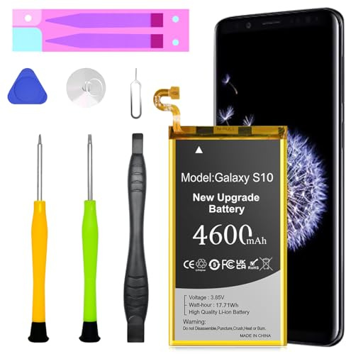 Battery for Galaxy S10, 4600mAh New Upgrade High Capacity Battery Replacement for Samsung Galaxy S10, SM-G973F/U/W/X/N/U1, SM-G9730, SCV41, SM-G973C, EB-BG973ABU with Repair Tool Kit
