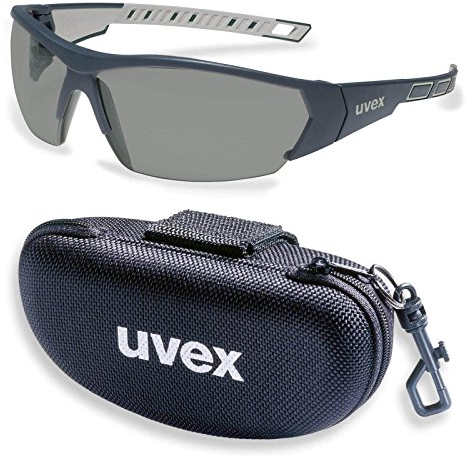 UVEX Schutzbrille i-works 9194270 anthrazit / grau mit UV-Schutz im Set inkl. Brillenetui - leichte und sportliche Sicherheitsbrille, Arbeitsschutzbrille