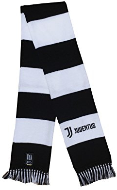 JUVENTUS Fanschal, Balkenschal mit doppelten Balken, Unisex-Erwachsene, Acryl, Schwarz, Weiß, Gestreift, 148 x 18 cm