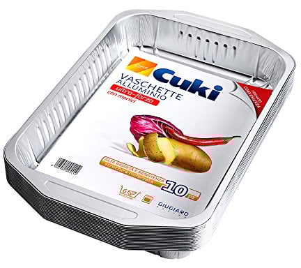 Cuki Vaschette Alluminio - Ultra Forza - con manici - 6 porzioni - rettangolari [RS86G] - Formato convenienza - 1 confezione da 10 pezzi